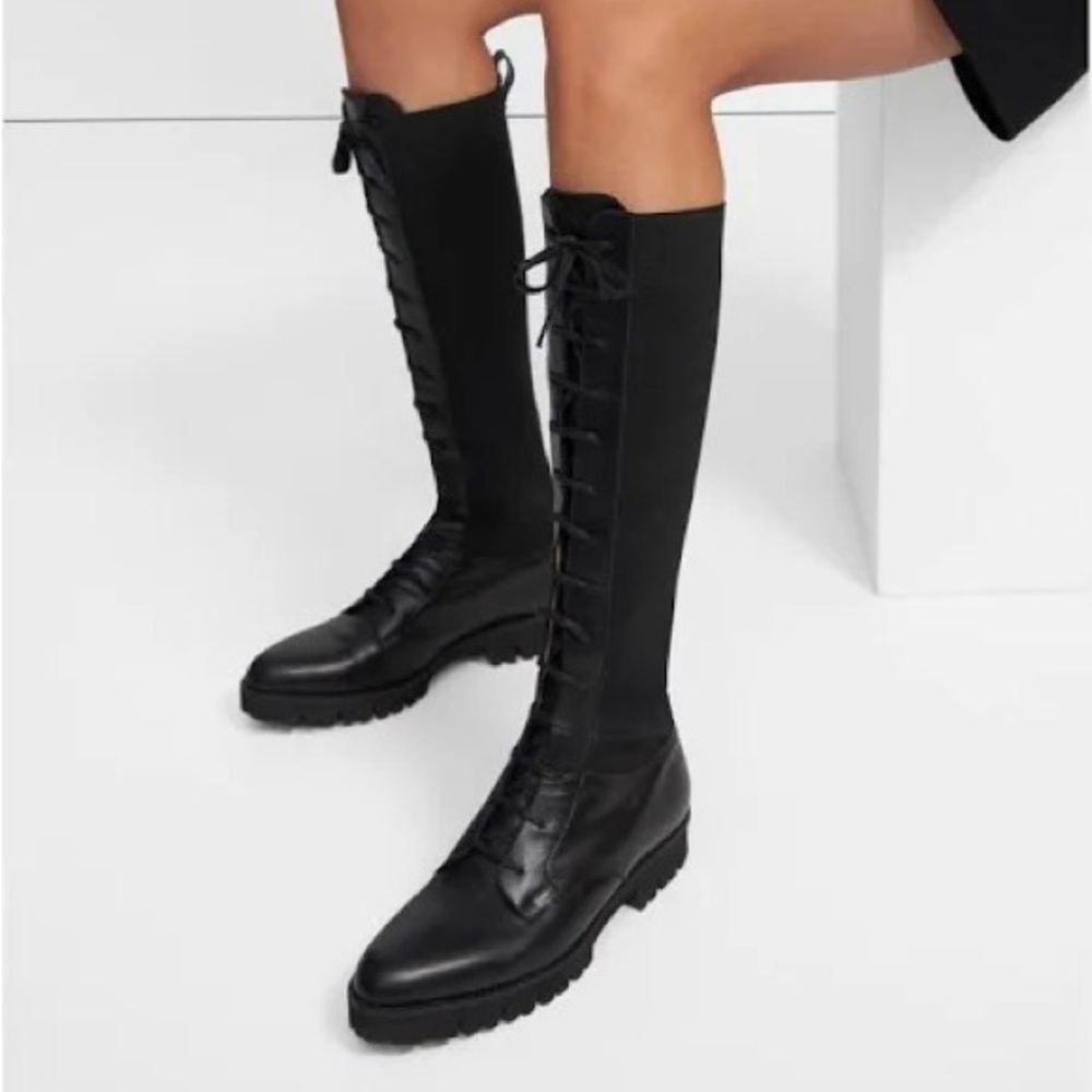 Theory lace up lug boot 1 3/4 inch lug heel New without box